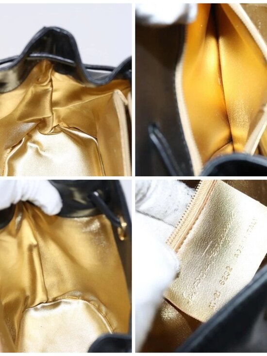 Salvatore Ferragamo Backpack Leather Black Gold